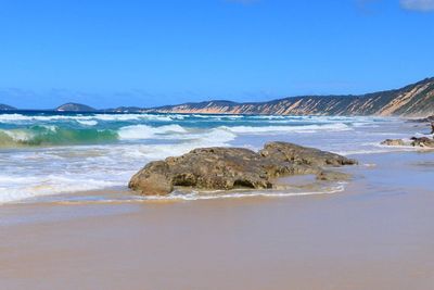 Scenic view of sea against clear sky