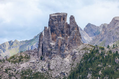 Scenic view of mountain against cloudy sky