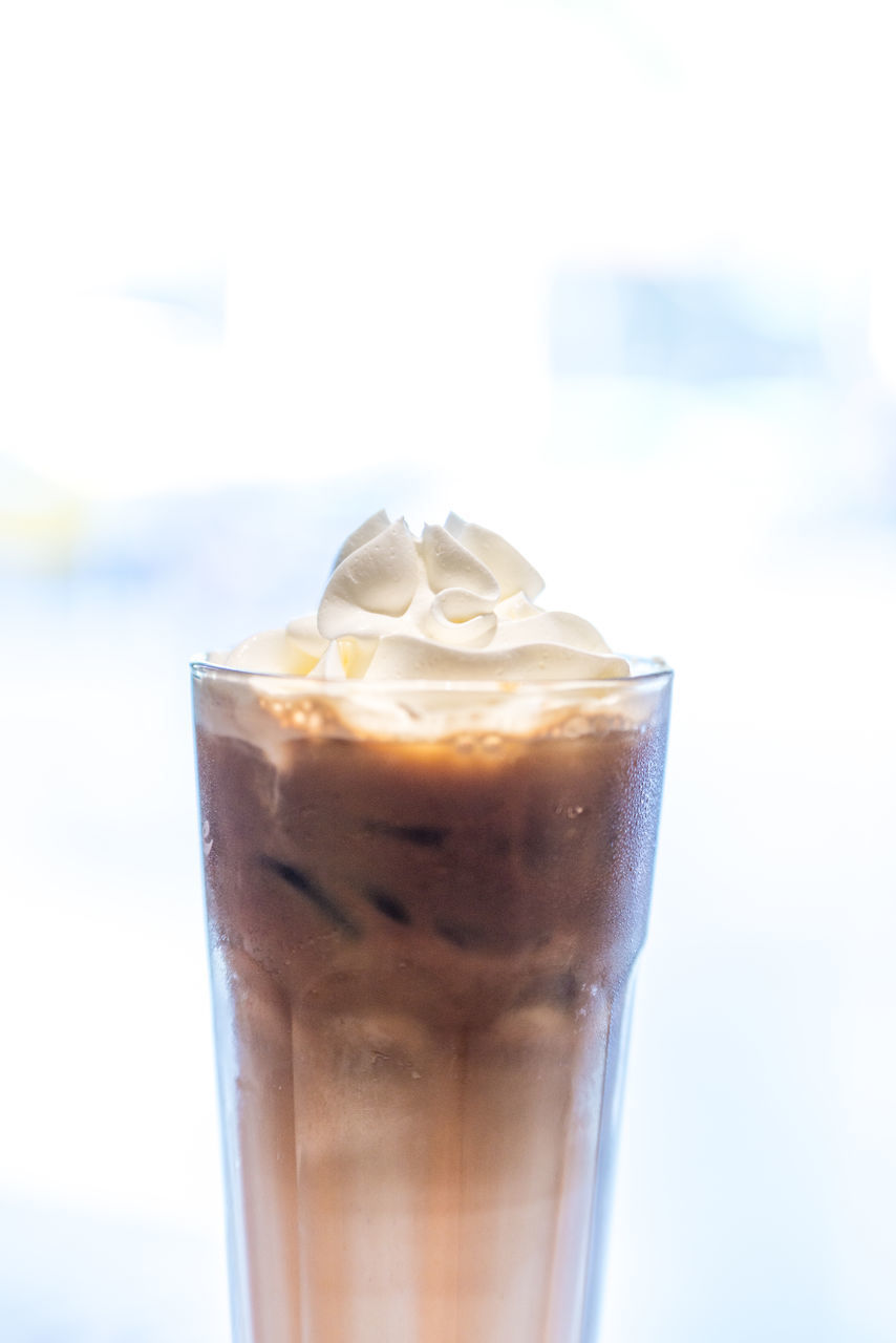 CLOSE-UP OF ICE CREAM WITH COFFEE