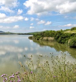 Scenic view of lake against sky