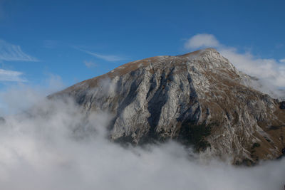 Low angle view of mountain against sky