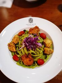 Close-up of salad in plate on table