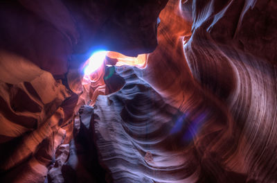 Low angle view of rock formation at antelope canyon