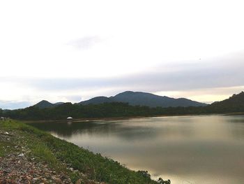 Scenic view of lake and mountains