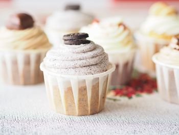 Close-up of cupcakes on table