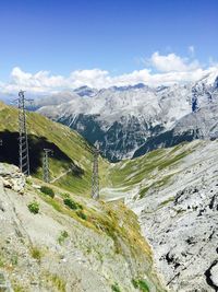 Scenic view of mountains against cloudy sky