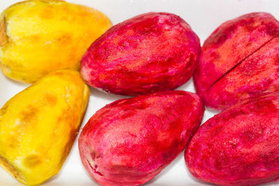 High angle view of strawberries