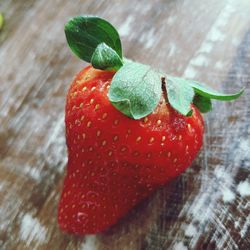 Close-up of strawberry on table