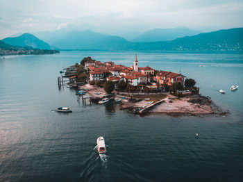 High angle view of sea against sky