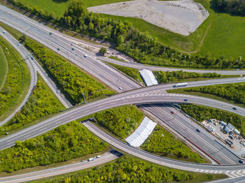 High angle view of roads in city