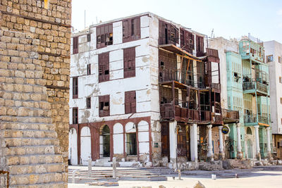 Low angle view of old building against sky