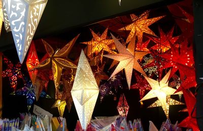 Low angle view of illuminated lanterns