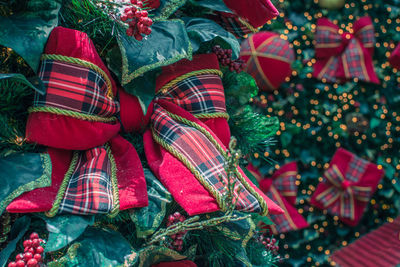 Close-up of christmas decoration on tree