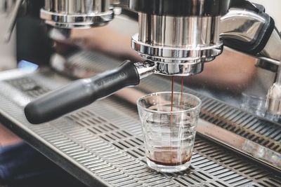 Close-up of coffee beans in glass