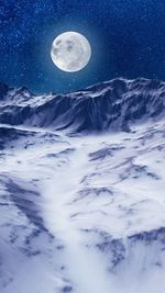 Moon blue snow