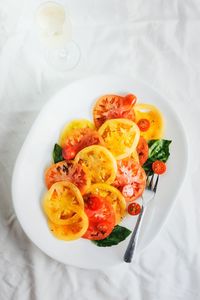 High angle view of food in plate