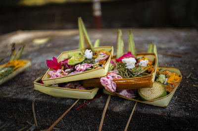 Close-up of various fruits on table