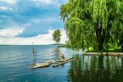 Scenic view of lake against sky