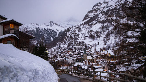 Snow covered mountain against sky