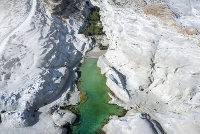 Aerial view of snow covered landscape