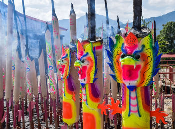 Panoramic shot of multi colored flags