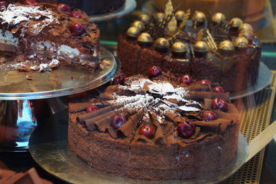 High angle view of dessert in plate on table