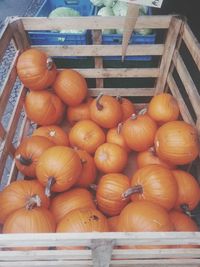 Close-up of pumpkins for sale at market