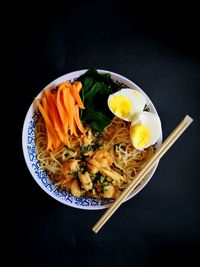 High angle view of meal served in bowl