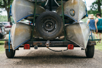 Close-up of motorcycle on road