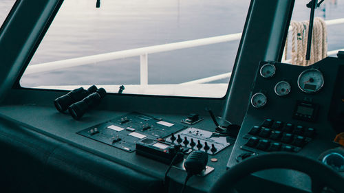 Close-up of dashboard in airplane