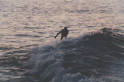 High angle view of man in sea