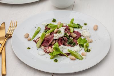 Close-up of salad in plate on table