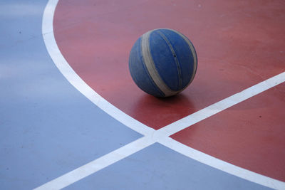 High angle view of basketball court