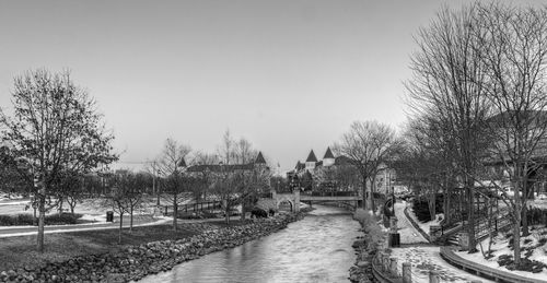 View of canal along trees