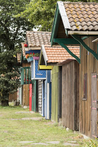 Exterior of house on field against building