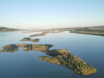 Scenic view of sea against clear sky