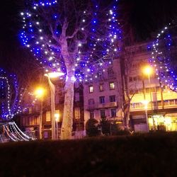 Illuminated lights at night