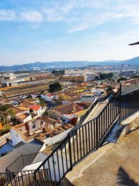 High angle view of townscape against sky