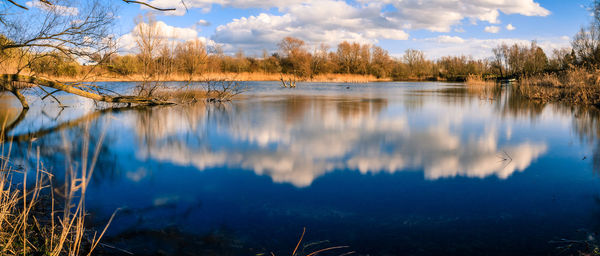 Scenic view of lake against sky