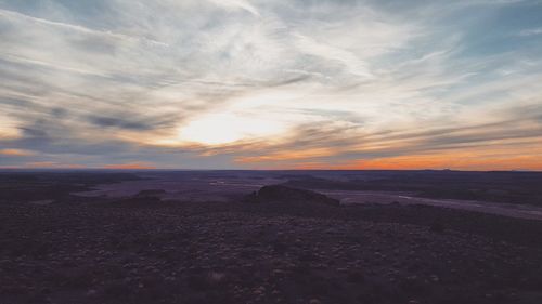 Scenic view of sea against sky at sunset