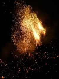 Firework display at night