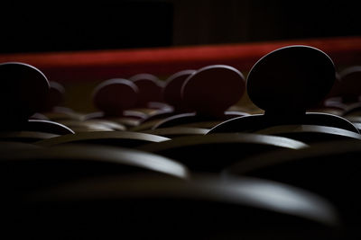 Close-up of empty seats in kitchen
