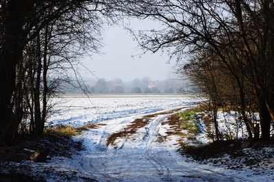 Scenic view of snowy landscape against sky during winter