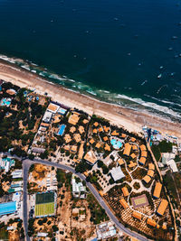 High angle view of swimming pool in city