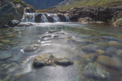 Scenic view of waterfall