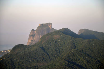 Idyllic shot of pedra da gavea against sky during sunrise