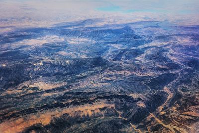 High angle view of dramatic landscape