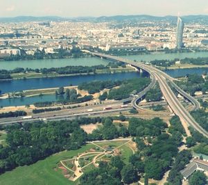 Aerial view of bridge over river