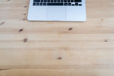 High angle view of laptop on table