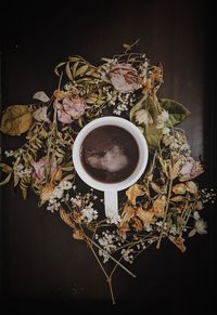 Directly above shot of flower bouquet on table